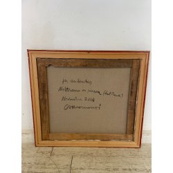 QUADRO DIPINTO Carlo Monti PIAZZA DEL POPOLO LUNGO LAGO ARONA 2000 OLIO TELA