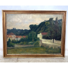 ANTICO QUADRO DIPINTO Carlo Monti VEDUTA ROCCA DI ARONA LAGO MAGGIORE ANNI 60