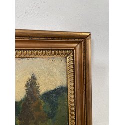 ANTICO QUADRO DIPINTO Carlo Monti VEDUTA ROCCA DI ARONA LAGO MAGGIORE ANNI 60