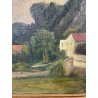 ANTICO QUADRO DIPINTO Carlo Monti VEDUTA ROCCA DI ARONA LAGO MAGGIORE ANNI 60