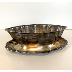 SALSIERA CON VASOIO INTEGRATO CHRISTOFLE GALLIA FRANCE PLACCATA ARGENTO '40
