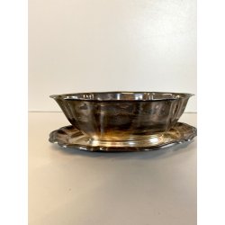 SALSIERA CON VASOIO INTEGRATO CHRISTOFLE GALLIA FRANCE PLACCATA ARGENTO '40