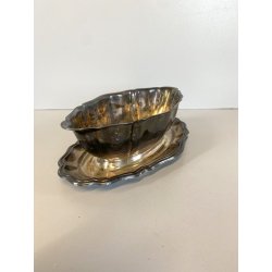 SALSIERA CON VASOIO INTEGRATO CHRISTOFLE GALLIA FRANCE PLACCATA ARGENTO '40