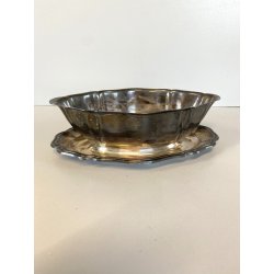 SALSIERA CON VASOIO INTEGRATO CHRISTOFLE GALLIA FRANCE PLACCATA ARGENTO '40