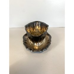 SALSIERA CON VASOIO INTEGRATO CHRISTOFLE GALLIA FRANCE PLACCATA ARGENTO '40