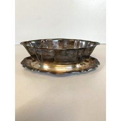 SALSIERA CON VASOIO INTEGRATO CHRISTOFLE GALLIA FRANCE PLACCATA ARGENTO '40