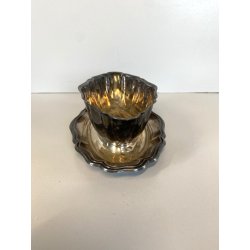 SALSIERA CON VASOIO INTEGRATO CHRISTOFLE GALLIA FRANCE PLACCATA ARGENTO '40