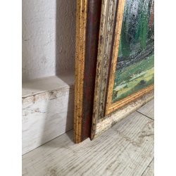 QUADRO DIPINTO MATERICO Carlo Monti VEDUTA PAESAGGIO COLLINARE TRAMONTO
