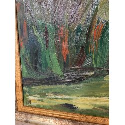 QUADRO DIPINTO MATERICO Carlo Monti VEDUTA PAESAGGIO COLLINARE TRAMONTO