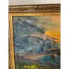 QUADRO DIPINTO MATERICO Carlo Monti VEDUTA PAESAGGIO COLLINARE TRAMONTO