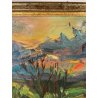 QUADRO DIPINTO MATERICO Carlo Monti VEDUTA PAESAGGIO COLLINARE TRAMONTO