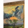 QUADRO DIPINTO MATERICO Carlo Monti VEDUTA PAESAGGIO COLLINARE TRAMONTO