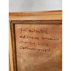 QUADRO DIPINTO MATERICO Carlo Monti VEDUTA PAESAGGIO COLLINARE TRAMONTO
