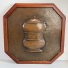 QUADRO RAME farmacia BASSORILIEVO EPOCA 1900 ICONA albarello ALOE VASO CORNICE