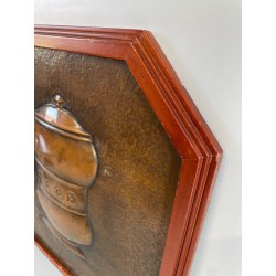 QUADRO RAME farmacia BASSORILIEVO EPOCA 1900 ICONA albarello ALOE VASO CORNICE
