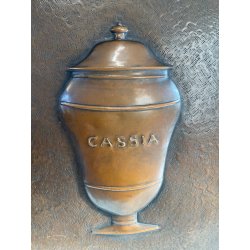 QUADRO RAME farmacia BASSORILIEVO EPOCA 1900 ICONA albarello PIANTA CASSIA VASO