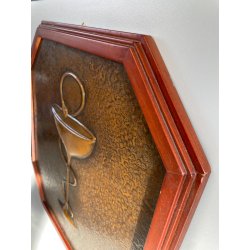 QUADRO RAME farmacia BASSORILIEVO EPOCA 1900 ICONA IGIEA CALICE SERPENTE CORNICE