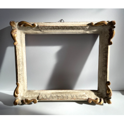 ANTICA PICCOLA CORNICE VENEZIANA DORATA bianca LEGNO 31cmx27cm EPOCA '900 quadro