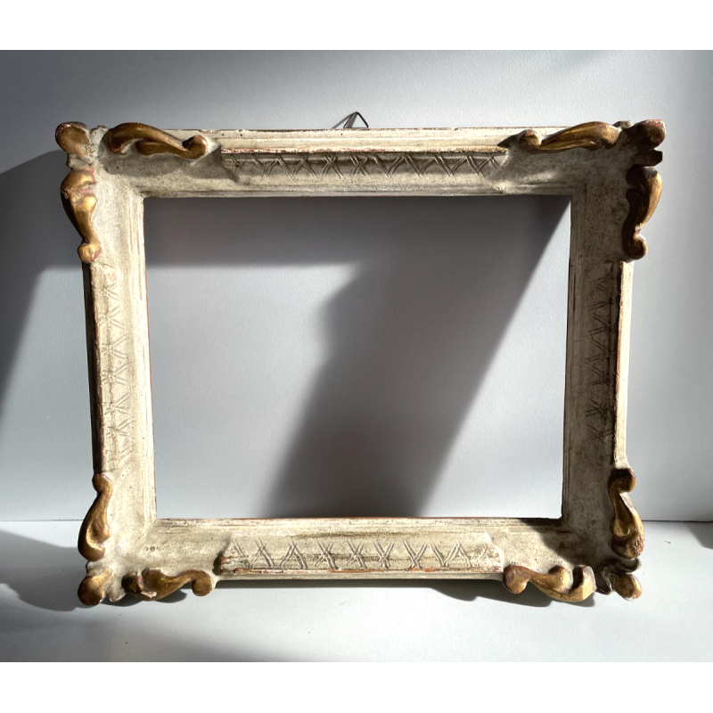 ANTICA PICCOLA CORNICE VENEZIANA DORATA bianca LEGNO 31cmx27cm EPOCA '900 quadro