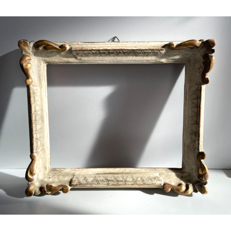 ANTICA PICCOLA CORNICE VENEZIANA DORATA bianca LEGNO 31cmx27cm EPOCA '900 quadro