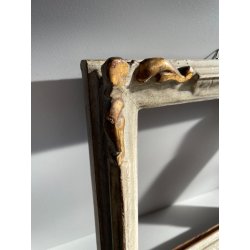 ANTICA PICCOLA CORNICE VENEZIANA DORATA bianca LEGNO 31cmx27cm EPOCA '900 quadro