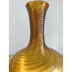 SET da NOTTE BOTTIGLIA SOTTOPIATTO COORDINATO VETRO Murano AMBRATO SPIRALE '50