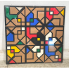 QUADRO GEOMETRICO ASTRATTO A. G. Bertolio 61x61 cm INSERTI COLORATI ANNO 1985