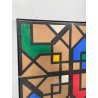 QUADRO GEOMETRICO ASTRATTO A. G. Bertolio 61x61 cm INSERTI COLORATI ANNO 1985