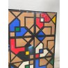 QUADRO GEOMETRICO ASTRATTO A. G. Bertolio 61x61 cm INSERTI COLORATI ANNO 1985