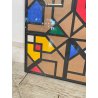 QUADRO GEOMETRICO ASTRATTO A. G. Bertolio 61x61 cm INSERTI COLORATI ANNO 1985