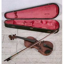 ANTICO VIOLINO con ARCHETTO epoca XIX sec STRUMENTO MUSICALE Old Violin CUSTODIA