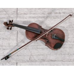 ANTICO VIOLINO con ARCHETTO epoca XIX sec STRUMENTO MUSICALE Old Violin CUSTODIA