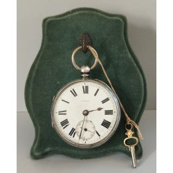 ANTICO OROLOGIO TASCA ARGENTO Inglese XIX sec. DECORO LIBERTY Movimento a Catena