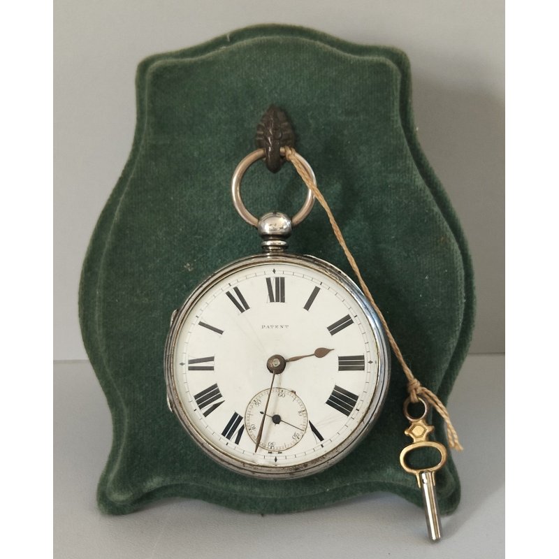 ANTICO OROLOGIO TASCA ARGENTO Inglese XIX sec. DECORO LIBERTY Movimento a Catena