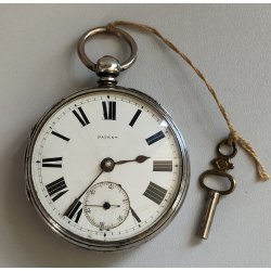 ANTICO OROLOGIO TASCA ARGENTO Inglese XIX sec. DECORO LIBERTY Movimento a Catena