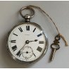 ANTICO OROLOGIO TASCA ARGENTO Inglese XIX sec. DECORO LIBERTY Movimento a Catena