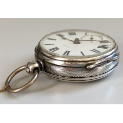 ANTICO OROLOGIO TASCA ARGENTO Inglese XIX sec. DECORO LIBERTY Movimento a Catena