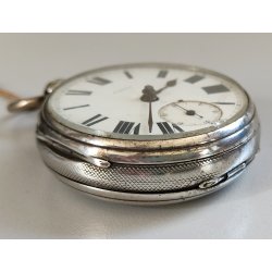 ANTICO OROLOGIO TASCA ARGENTO Inglese XIX sec. DECORO LIBERTY Movimento a Catena