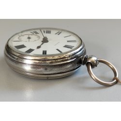 ANTICO OROLOGIO TASCA ARGENTO Inglese XIX sec. DECORO LIBERTY Movimento a Catena