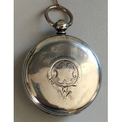 ANTICO OROLOGIO TASCA ARGENTO Inglese XIX sec. DECORO LIBERTY Movimento a Catena