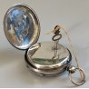 ANTICO OROLOGIO TASCA ARGENTO Inglese XIX sec. DECORO LIBERTY Movimento a Catena