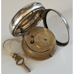 ANTICO OROLOGIO TASCA ARGENTO Inglese XIX sec. DECORO LIBERTY Movimento a Catena