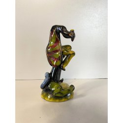 SCULTURA CERAMICA VINTAGE CANE SEDUTO STILIZZATO FIRMATA Verzolini ANNI '70