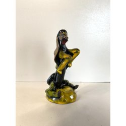 SCULTURA CERAMICA VINTAGE CANE SEDUTO STILIZZATO FIRMATA Verzolini ANNI '70