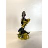 SCULTURA CERAMICA VINTAGE CANE SEDUTO STILIZZATO FIRMATA Verzolini ANNI '70
