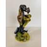 SCULTURA CERAMICA VINTAGE CANE SEDUTO STILIZZATO FIRMATA Verzolini ANNI '70