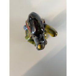 SCULTURA CERAMICA VINTAGE CANE SEDUTO STILIZZATO FIRMATA Verzolini ANNI '70