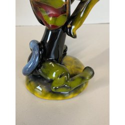 SCULTURA CERAMICA VINTAGE CANE SEDUTO STILIZZATO FIRMATA Verzolini ANNI '70