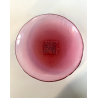 PIATTO SVUOTATASCHE VETRO ROSA VIOLA DECORO RILIEVO ASTRATTO ORIENTALE ø23cm '70