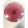 PIATTO SVUOTATASCHE VETRO ROSA VIOLA DECORO RILIEVO ASTRATTO ORIENTALE ø23cm '70